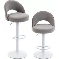 HOMCOM 2er-Set Barhocker, höhenverstellbare Barstühle, gepolsterte Chenille-Sitzfläche, 360° drehbar, Rückenlehne und Fußstütze, für Esszimmer, Theke, 48 x 50 x – Ansicht 1