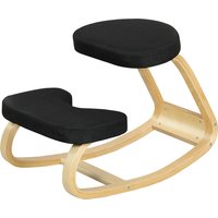 HOMCOM Kniesessel mit Wippbewegung, Ergonomischer Posturaler Stuhl aus Leinenstoff und Birkenholz, 50x73x55 cm, Schwarz Aosom – Ansicht 1