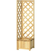 Outsunny Holz-Pflanzkasten mit Rankgitter, Außen-Pflanzkübel für Ecke, Erhöhter Pflanzkasten für Kletterpflanzen, Terrasse Balkon 40x40x145 cm Natur Aosom – Ansicht 1