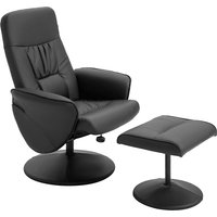 HOMCOM Relaxsessel mit Fußhocker Relaxsessel Schwenkersessel 360° drehbar und verstellbarem Rückenlehne TV-Sessel für bis zu 120 kg Kunstleder Metall Schwarz Ao – Ansicht 1