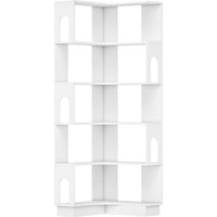 HOMCOM Eckregal, 6-stufiges Aufbewahrungsregal mit gebogenen Seitenteilen, modernes Design, Aufbewahrungsmöbel für Büro, Wohnzimmer, Schlafzimmer, 60 x 60 x 165 – Ansicht 1
