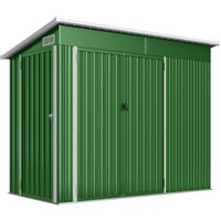 Outsunny Gartenschuppen 2,7 m², 234x132x185 cm, Metall-Gartenschuppen mit Dreifachtür, Schloss, geneigtem Dach und Belüftung zur Werkzeugaufbewahrung, Grün Aoso – Ansicht 1