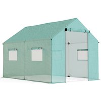 Outsunny Foliengewächshaus 2x3x2m winddicht mit Rollfenster & UV-Schutz, ideal für Tomaten, stabile Stahlkonstruktion in Grün Aosom.de – Ansicht 1