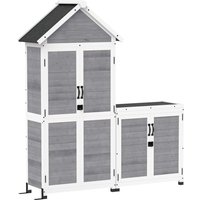 Outsunny 2 in 1 Gartenschrank Holz, Geräteschuppen mit Aufbewahrungsschrank Abschließbar Tür Satteldach Ablage 89x51x182cm, wetterfest Geräteschrank, Gerätehaus – Ansicht 1