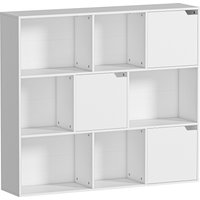 HOMCOM Bücherregal 9 Fächer mit 3 Türen – Modernes Aufbewahrungsregal 106 x 24 x 95 cm, Weiß Aosom – Ansicht 1