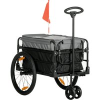 HOMCOM 2-in-1 Fahrradanhänger Lastenanhänger Transportanhänger für Fahrrad mit 20 Zoll-Luftreifen 40 kg Belastbarkeit 130 x 64 x 64/103 cm Aosom – Ansicht 1