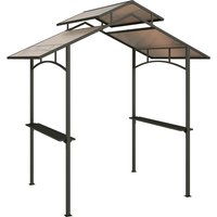 Outsunny Grillpavillon mit Flammschutzdach BBQ-Pavillon mit 2 Ablagen 2,5 x 1,5m Stahl PC Schwarz+Braun Aosom – Ansicht 1