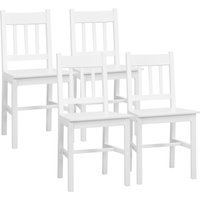 HOMCOM Esszimmerstuhl 4er Set Moderne Küchenstühle mit Rückenlehne, Kiefernholz, Weiß, Ideal für Küche & Wohnzimmer Aosom – Ansicht 1