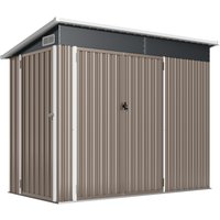 Outsunny Metall Gerätehaus 2,68 m², abschließbar Geräteschuppen mit 3 Türen Lüftung Pultdach Handschuhen Schloss Schlüssel 234 x 132 x 185 cm, wetterfest Outdoo – Ansicht 1
