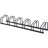 HOMCOM Fahrradständer Radständer Aufstellständer wetterfest langlebig Boden- und Wandmontage Stahl bis 6 Fahrräder Schwarz 179 x 33 x 27 cm Aosom