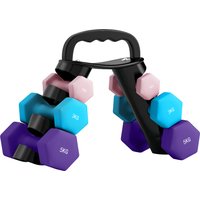 SPORTNOW Hanteln Set 6 Kurzhanteln mit Klappbarem Hantelständer, 2 x 1kg, 2 x 3kg, 2 x 5kg Hexagon-Hanteln, Kugelhantel für Fitness, Gymnastik, Zuhause Aosom – Ansicht 1