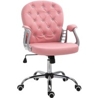 Vinsetto Bürostuhl Chefsessel ergonomisch gepolsterte Rückenlehne, Rosa, PU, 59,5 x 60,5 95-105 cm Aosom