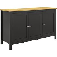 HOMCOM Sideboard mit 3 Türen, Wohnzimmer-Sideboard mit verstellbaren Einlegeböden, für Küche, Flur, Esszimmer, Schlafzimmer, Schwarz, 120x40x70 cm Aosom – Ansicht 1