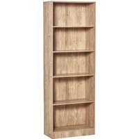 HOMCOM Bücherregal, 5-stufiges Aufbewahrungsregal mit verstellbaren Böden, Aufbewahrungsmöbel für Wohnzimmer, Büro, Schlafzimmer, 63 x 29,2 x 176 cm, natürliche – Ansicht 1
