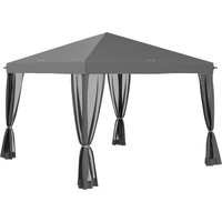 Outsunny Faltpavillon Pavillon Faltzelt 3x3m mit Seitenwänden inkl. Tragetasche Metall und Oxford hellgrau und schwarz für Garten und Veranstaltungen Aosom.de – Ansicht 1