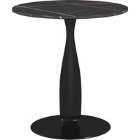 HOMCOM Esstisch, Runder Küchentisch, Moderner Esszimmertisch Kaffeetisch mit Stahlgestell, Bartisch für 2 Personen, Ø70 x 74 cm, Schwarz Aosom – Ansicht 1