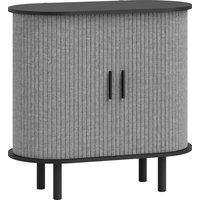 HOMCOM Buffet Wohnzimmer, ovales Aufbewahrungsmöbel mit 2 Schiebetüren und 2 Fächern, moderner Stil, Buffet für Esszimmer und Küche, 80 x 40 x 78 cm, grau Aosom – Ansicht 1