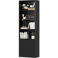 HOMCOM Bücherregal Aufbewahrungsregal Bücherregal mit 4 offenen Fächern und 2 Türen, Aufbewahrungsregal für Wohnzimmer, Schlafzimmer, Büro, 59 x 29 x 180 cm, Sc – Ansicht 1