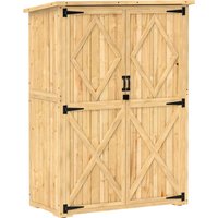 Outsunny Gartenschrank Holz, Geräteschuppen mit Abschließbar Doppeltür Asphalt-Dach Ablage 116,5x57x167cm, wetterfest Geräteschrank, Gerätehaus Gartenschuppen f – Ansicht 1