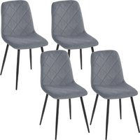 HOMCOM Esszimmerstühle 4er Set Küchenstuhl mit Rückenlehne, Samtoptik, Modern Sessel Polsterstuhl Stühle mit Stahlbeine für Esszimmer, Esstisch, Dunkelgrau Aoso – Ansicht 1