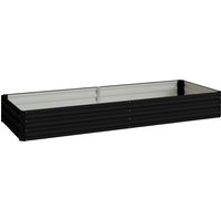 Outsunny Hochbeet für Außenbereich, 241L x 90,5l x 30H cm, gewelltes Stahlblech, schwarz Aosom – Ansicht 1