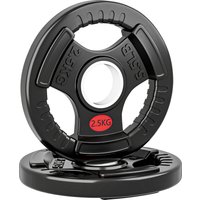 SPORTNOW Set Gewichtsscheiben 2x2.5 kg mit 5 cm Loch, Paar Hantelscheiben mit 3 Grifföffnungen für Training zu Hause und im Fitnessstudio, aus Stahl mit Kunstst