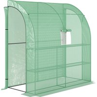 Outsunny Foliengewächshaus Treibhaus 200 x 100 x 215 cm mit 2 Türen, UV-Schutz, Stahl & PE für Pflanzenaufzucht, grün Aosom.de – Ansicht 1
