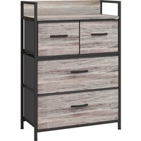 HOMCOM Kommode, 4 klappbare Stoff-Schubladen, Metallrahmen, offene Ablage – Industrie-Look, Grau, 60 x 29 x 85 cm Aosom – Ansicht 1