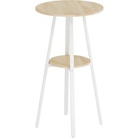 HOMCOM Bartisch rund mit Ablage, 55 x 95 cm – Moderner Hochtisch für 2 Personen, Holzoptik/Weiß, Metallgestell Aosom – Ansicht 1