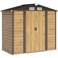 Outsunny Metall-Gartenhaus 2,36 m², einfach aufzubauendes Außen-Gartenhaus aus verzinktem Stahl, mit Fundament-Kit, Doppeltüren mit Schloss, Außen-Werkzeugschup – Ansicht 1