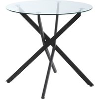 HOMCOM Couchtisch runder Glastisch Schwarz Beistelltisch mit Sicherheitsglas & Metallgestell 80x80x75 cm modern & stilvoll Aosom.de – Ansicht 1