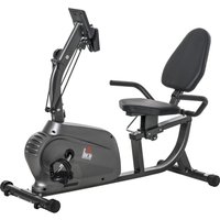 HOMCOM Liege-Heimtrainer Hometrainer magnetisch LCD-Display verstellbarer Sitz 2 Widerstandsbänder schwarz Aosom – Ansicht 1