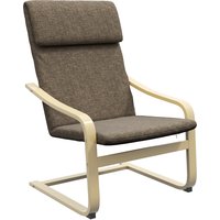 HOMCOM Relaxsessel Schwingstuhl mit Kopfkissen, Leinenoptik, Birkenholz, Braun Aosom – Ansicht 1