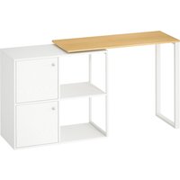 HOMCOM Schreibtisch L-förmig, 360° drehbarer Eckschreibtisch mit 2 Lagerschränken, 2 offenen Regalen, Computertisch für kleine Räume, Arbeitszimmer, Wohnzimmer, – Ansicht 1