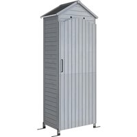 Outsunny Gartenschrank Holz extra hohe Geräteschuppen mit verstellbar Ablage magnetisch Tür galvanisiert Dach Belüftung Kippschutz 85x58x213 cm Geräteschrank Ge – Ansicht 1