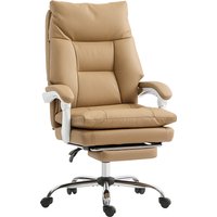 HOMCOM Bürostuhl Ergonomischer Schreibtischstuhl mit Lendenwirbelstütze, Klappbar Armlehne, Fußstütze, Höhenverstellbarer Drehstuhl mit Liegefunktion, Kunstlede – Ansicht 1