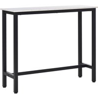 HOMCOM Bartisch Stehtisch mit Marmoroptik, Küchentisch mit verstellbare Füße für Wohnzimmer, Esszimmer, Stahl 120 x 40 x 100 cm Weiß+Schwarz Aosom – Ansicht 1
