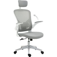 Vinsetto Bürostuhl ergonomischer Schreibtischstuhl mit Kopfstütze und Wippfunktion, höhenverstellbar in Grau, 65 x 64 x 114-122 cm Aosom.de – Ansicht 1