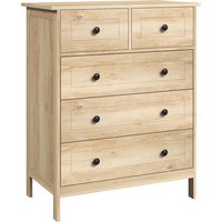 HOMCOM Kommode mit 5 Schubladen, Aufbewahrungsmöbel für Schlafzimmer, Büro, Flur, moderner Stil, Metallgriff, 74 x 40 x 91 cm, Eiche Aosom – Ansicht 1