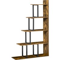 HOMCOM Bücherregal, Standregal , Wohnzimmerregal, Spielzeugregal, Holz, Rustikales Braun+Schwarz, 102 x 30 x 160 cm Aosom – Ansicht 1