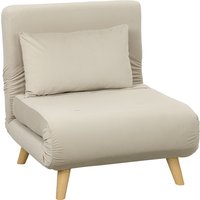 HOMCOM Schlafsessel, Klappsessel mit Bettfunktion, Zierkissen, klappbarer Relaxsessel mit Verstellbarer Rückenlehne in Samtoptik, für Wohnzimmer, Beige Aosom – Ansicht 1