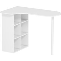 HOMCOM Schreibtisch, platzsparend, 6 Fächer & 4 verstellbare Regale, geschwungene Tischplatte, 100 x 59 x 75,5 cm, Weiß Aosom – Ansicht 1