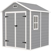 Outsunny Gerätehaus 2,4m², Wasserdicht Gartenhaus mit Boden Pultdach, 182x151x219/181 cm, Geräteschuppen mit Abschließbar Tür, Fenster Fahrradgarage, Gartenschr – Ansicht 1