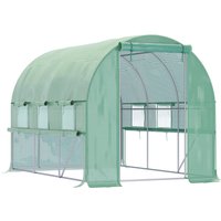 Outsunny Foliengewächshaus 2,95x2x2m Tunnel begehbar mit 6 Fenstern UV-Schutz für Pflanzenanbau im Garten Aosom.de – Ansicht 1