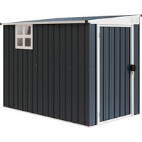 Outsunny Metall Gerätehaus 2,7m² 128x231x181cm Geräteschuppen mit Pultdach Fenster Abschließbarer Tür wetterfest Gartenhaus Outdoor Garten Schuppen für Hinterho – Ansicht 1