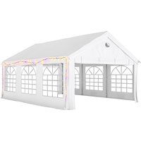 Outsunny Partyzelt 4 x 6 m, robustes Festzelt mit Fenstern, Außenzelt für Hochzeit & Events mit 4 abnehmbaren Seitenwänden, Weiß Aosom – Ansicht 1