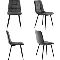 Esszimmerstühle, 4er Set Essstühle Samtoptik Metallrahmen gepolstert mit Rückenlehne für das Esszimmer, 44 x 46 x 86 cm, Grau Aosom.de