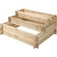 Outsunny Gartenbeet-Pflanzkiste aus Holz mit 3 Ebenen, erhöhtes Gartenbeet für den Außenbereich, Blumen, Gemüse und Kräuter, 120x100x54 cm Aosom – Ansicht 1