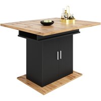 Ausziehbarer Esstisch mit 3 Ablageebenen, 110-140×70×76 cm, Schwarz – Ansicht 1