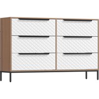 HOMCOM Kommode mit 6 Stoffschubladen, Schlafzimmerkommode, Fronten mit Diamantmuster, Kommode für Wohnzimmer, Büro, Ankleide, Natur und Weiß Aosom – Ansicht 1